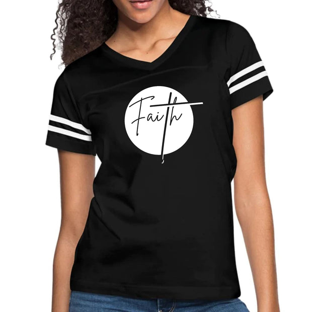 Womens Vintage Sport Graphic T-shirt, Faith-0