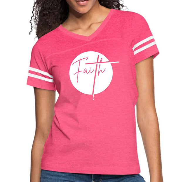 Womens Vintage Sport Graphic T-shirt, Faith-3