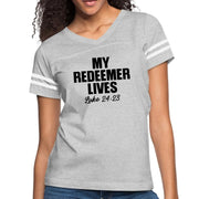 Womens Vintage Sport Graphic T-shirt, My Redeemer Lives Print-2