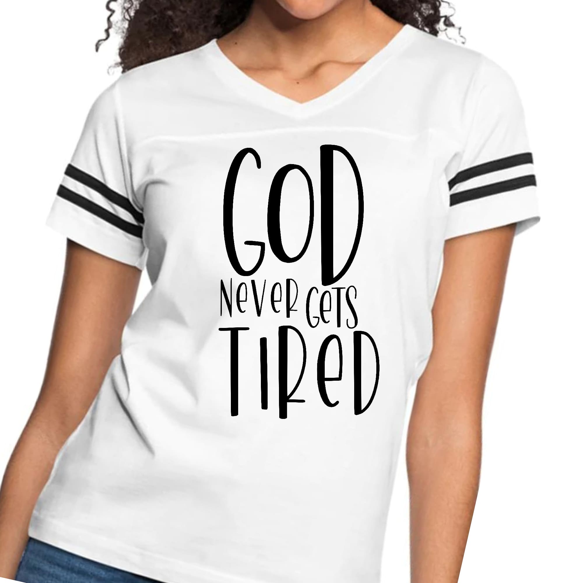 Womens Vintage Sport Graphic T-shirt, Say It Soul - God Never Gets-0