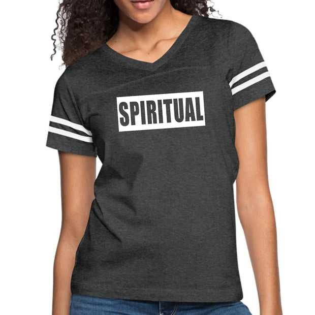 Womens Vintage Sport Graphic T-shirt, Spiritual White Colorblock-1