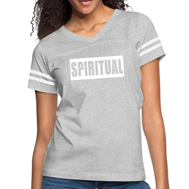 Womens Vintage Sport Graphic T-shirt, Spiritual White Colorblock-2