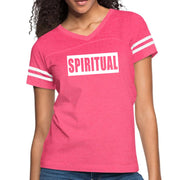 Womens Vintage Sport Graphic T-shirt, Spiritual White Colorblock-3