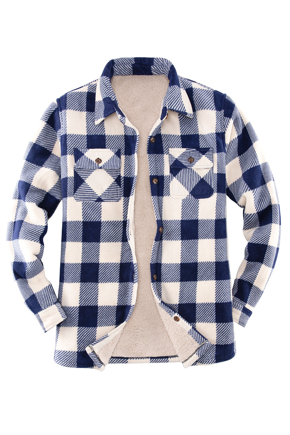 Women's Sherpa Lined Throughout Shirt Jacket Button Up Plaid Jacket-19