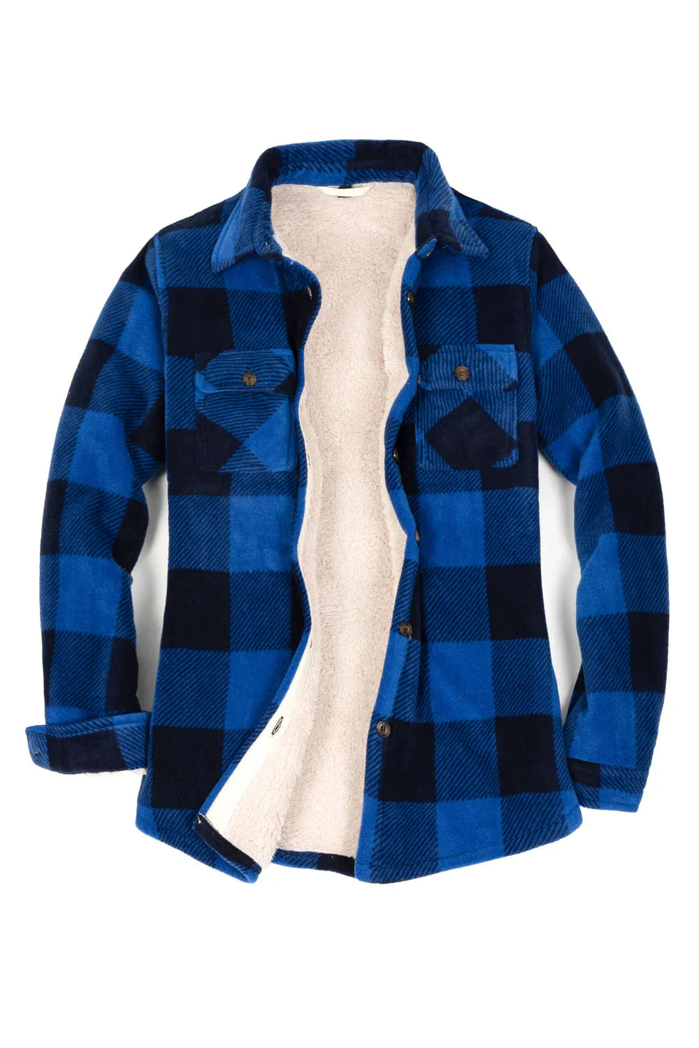 Women's Sherpa Lined Throughout Shirt Jacket Button Up Plaid Jacket-22