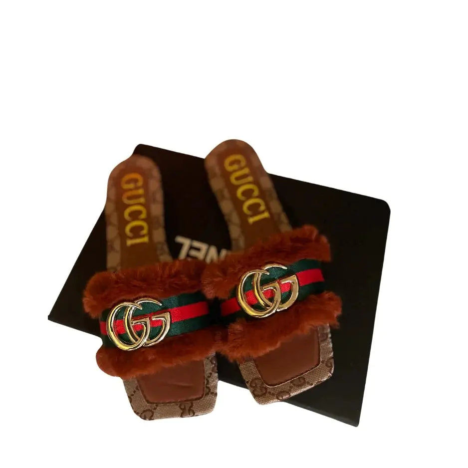 Gucci Design Fur Slide Sandals