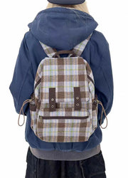 Vintage Patchworkl Check Flap Backpack-5