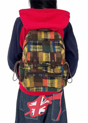 Vintage Patchworkl Check Flap Backpack-0