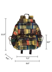 Vintage Patchworkl Check Flap Backpack-3