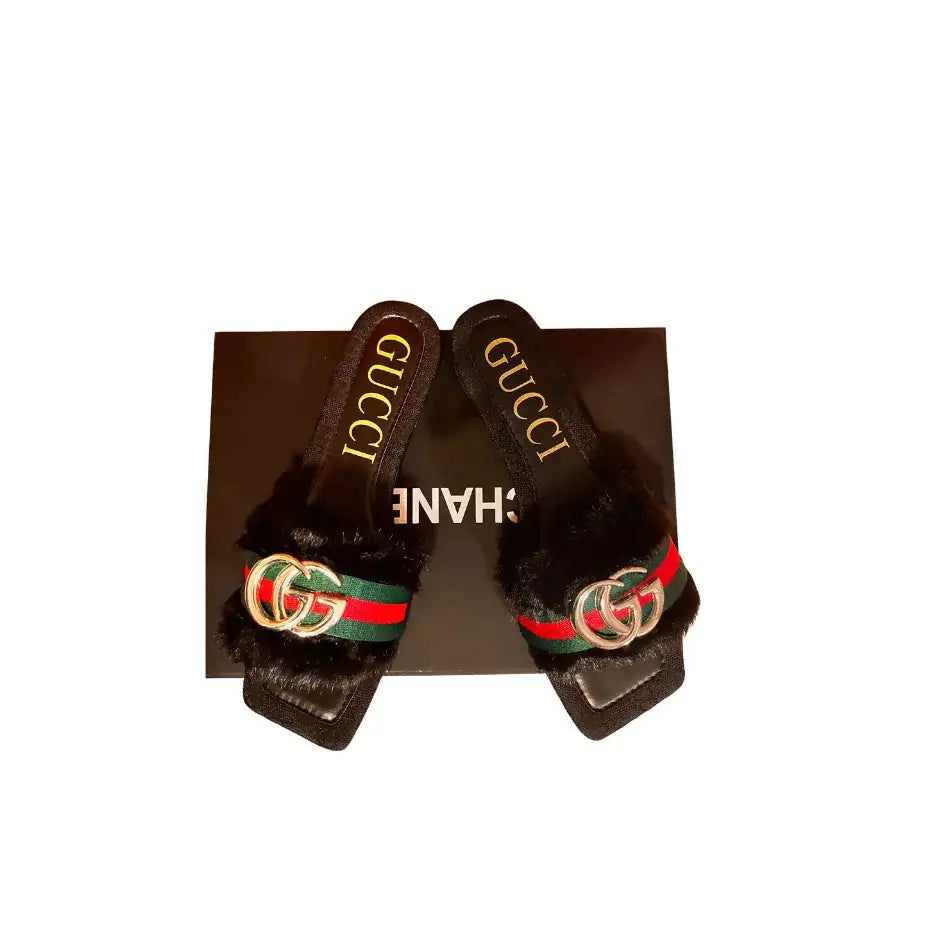 Gucci Design Fur Slide Sandals