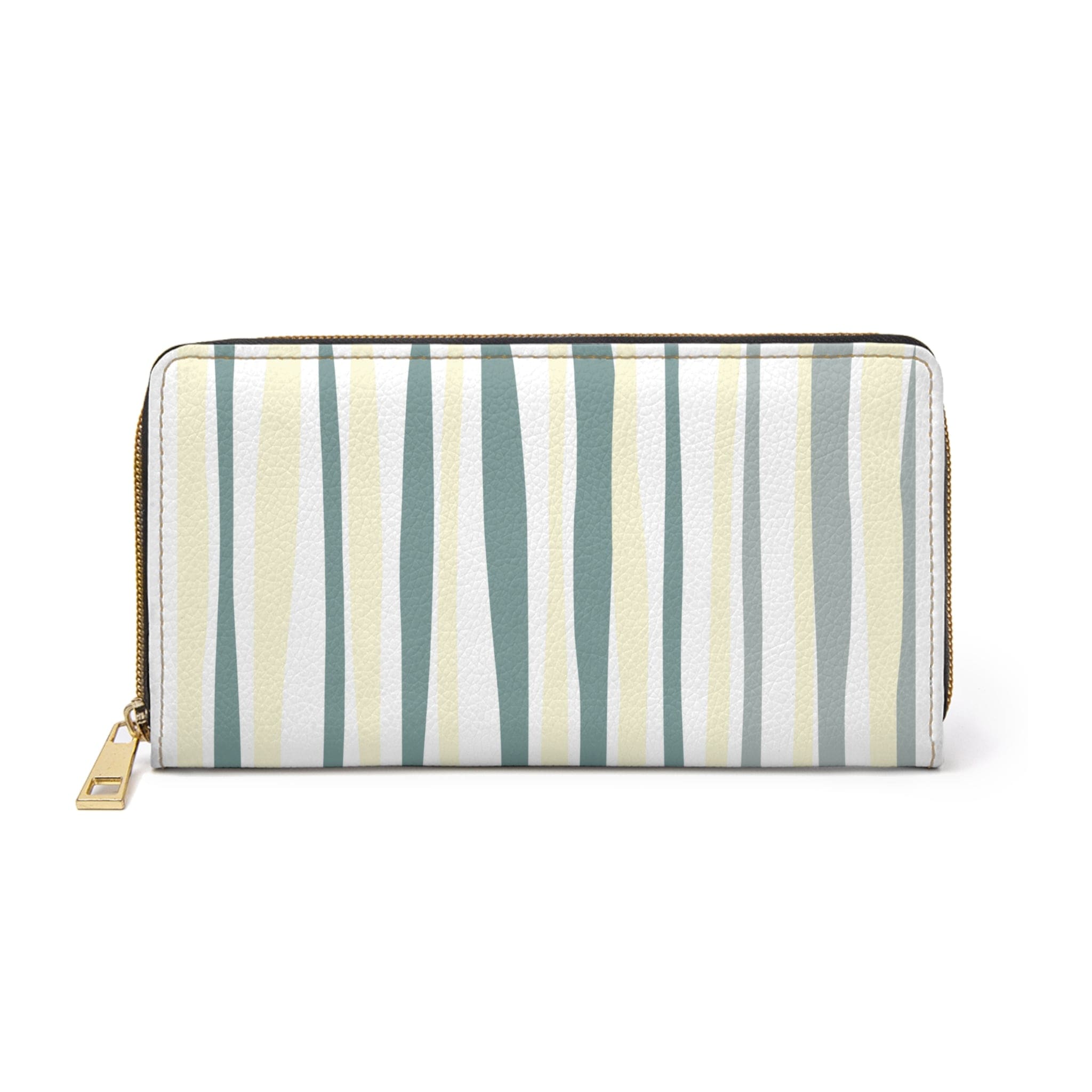 Yellow And Mint Stripe Abstract Art Womens Zipper Wallet Clutch Purse-0