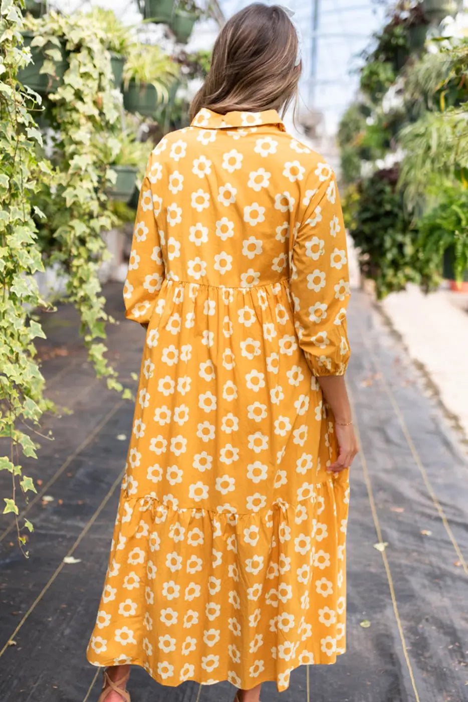 Yellow Flower Print Maxi Dress-1