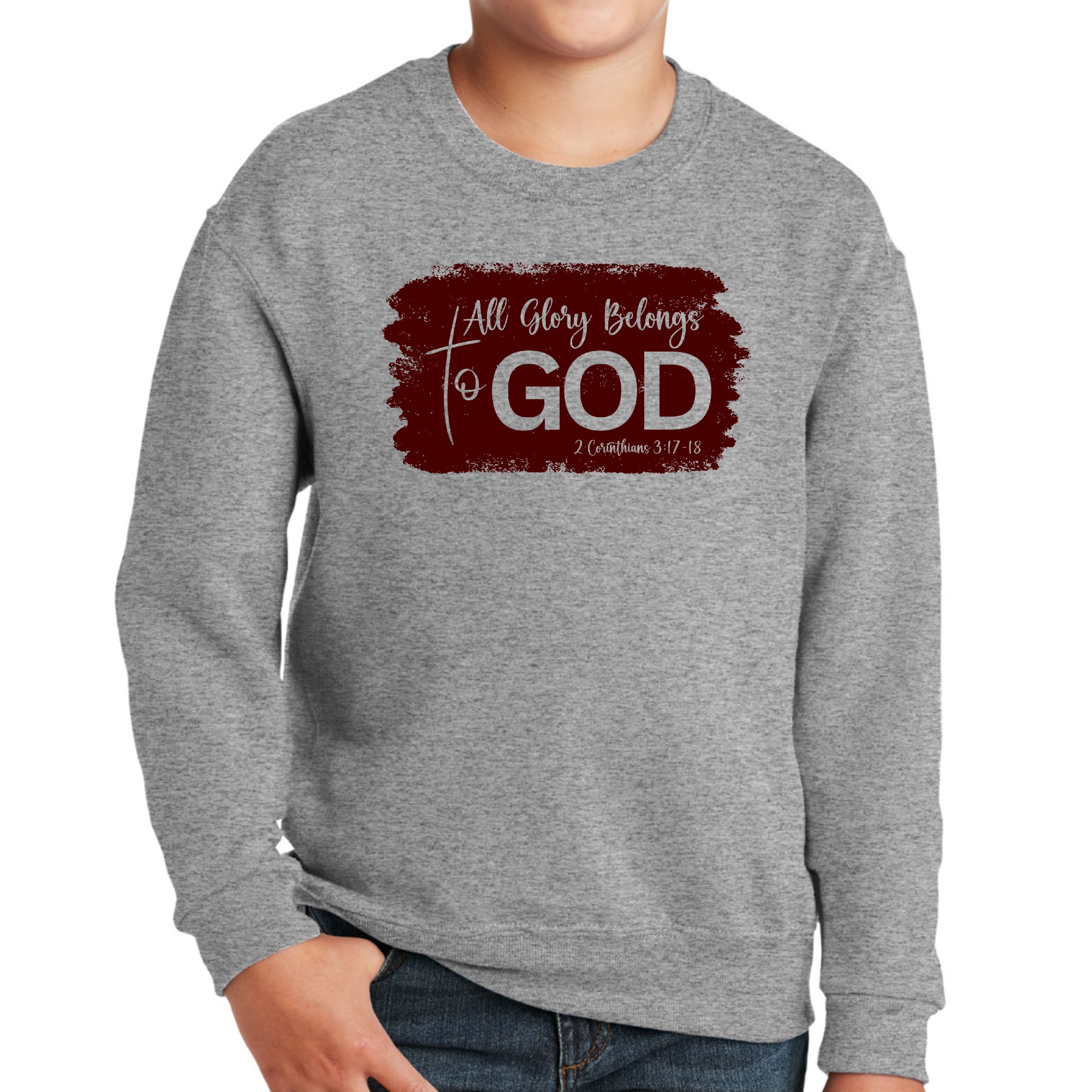 Youth Graphic Sweatshirt All Glory Belongs to God Christian-1