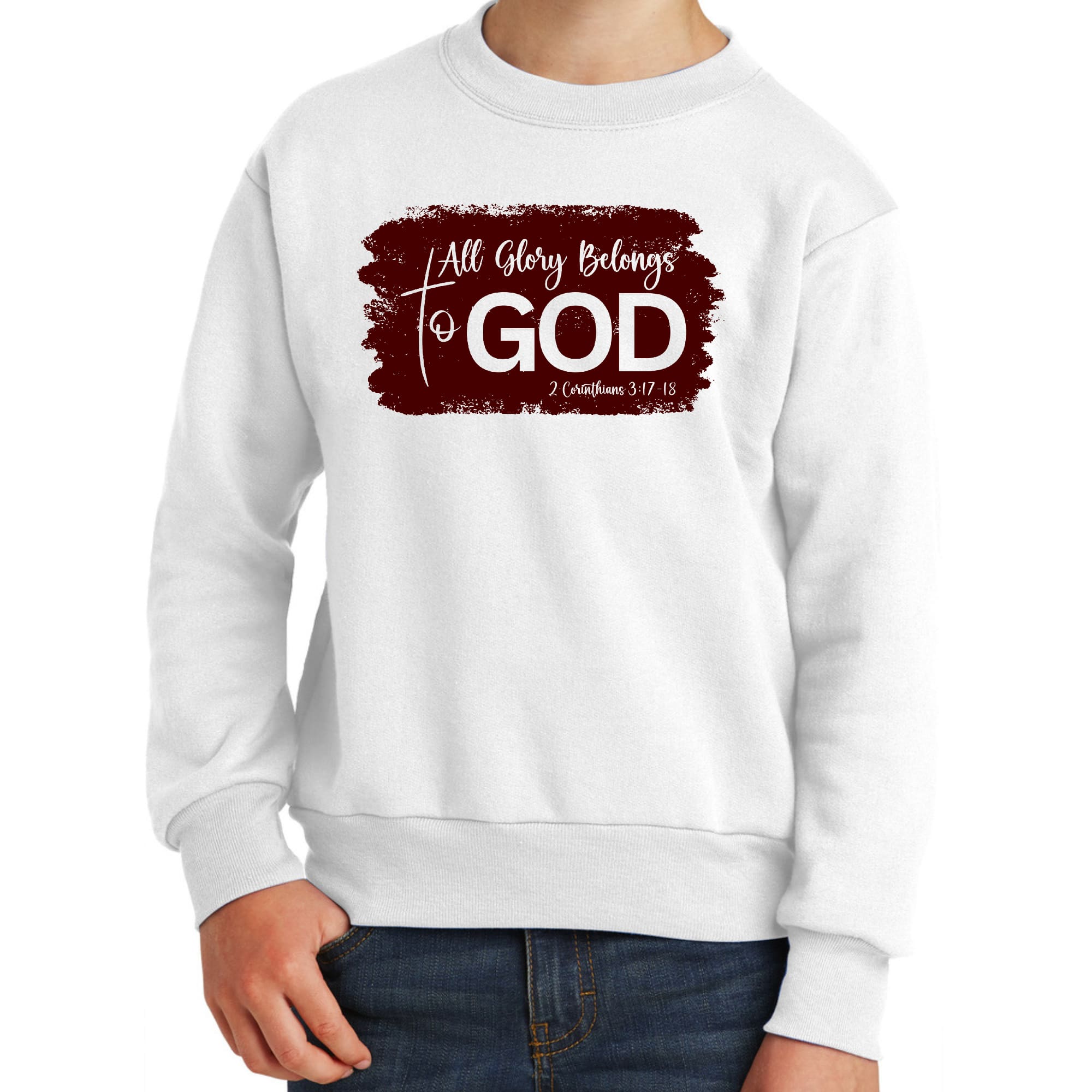 Youth Graphic Sweatshirt All Glory Belongs to God Christian-0