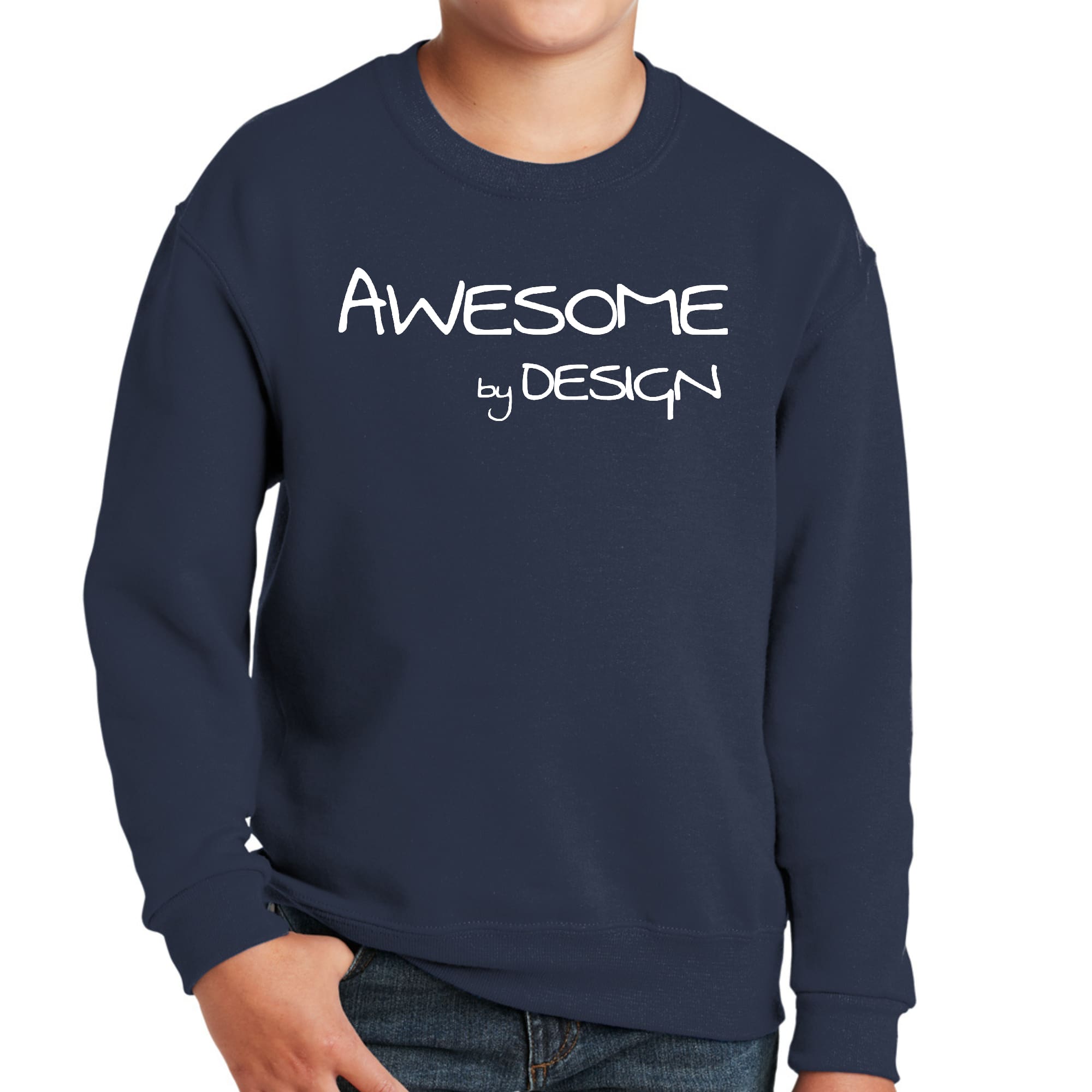 Youth Graphic Sweatshirt Awesome By Design White Print-3