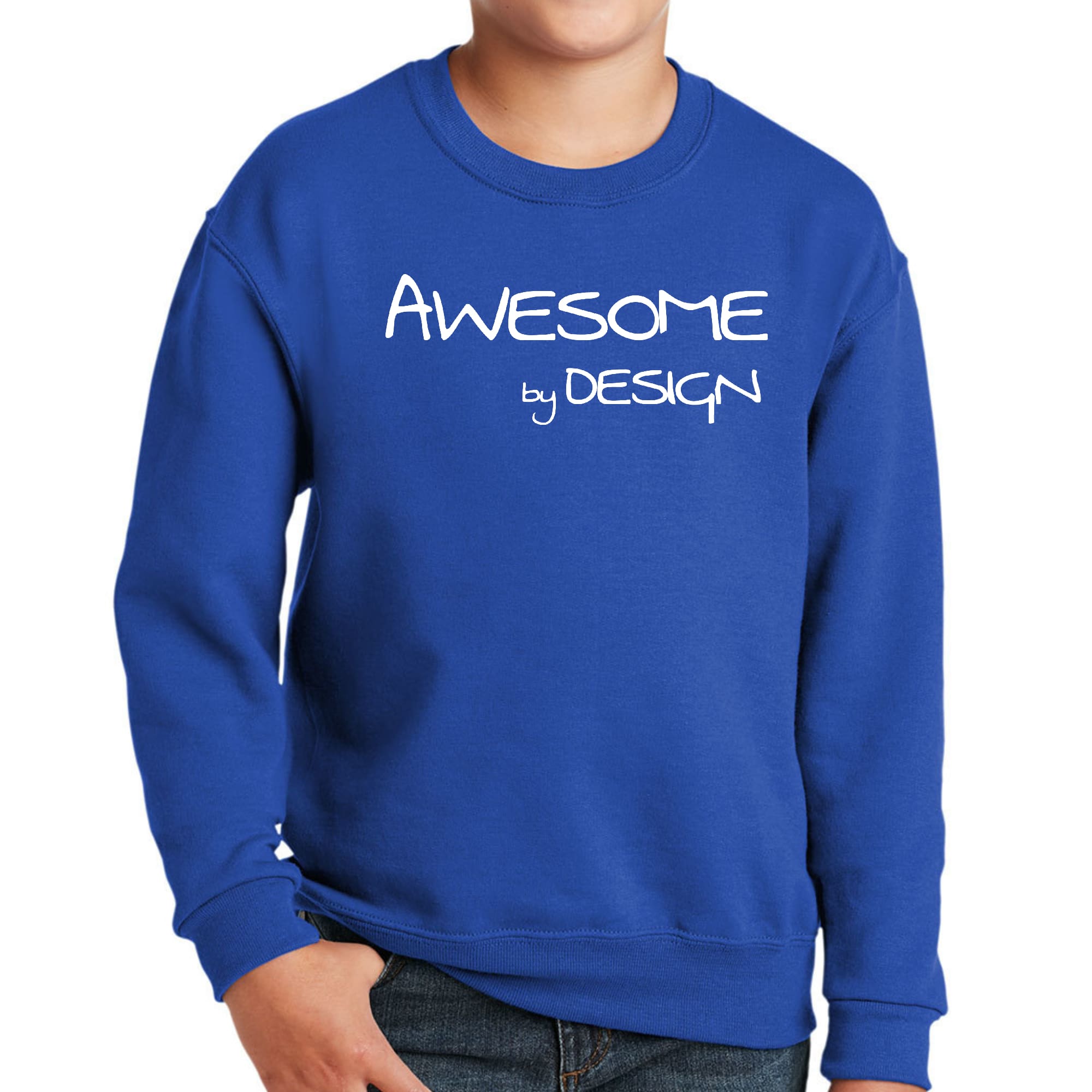 Youth Graphic Sweatshirt Awesome By Design White Print-2