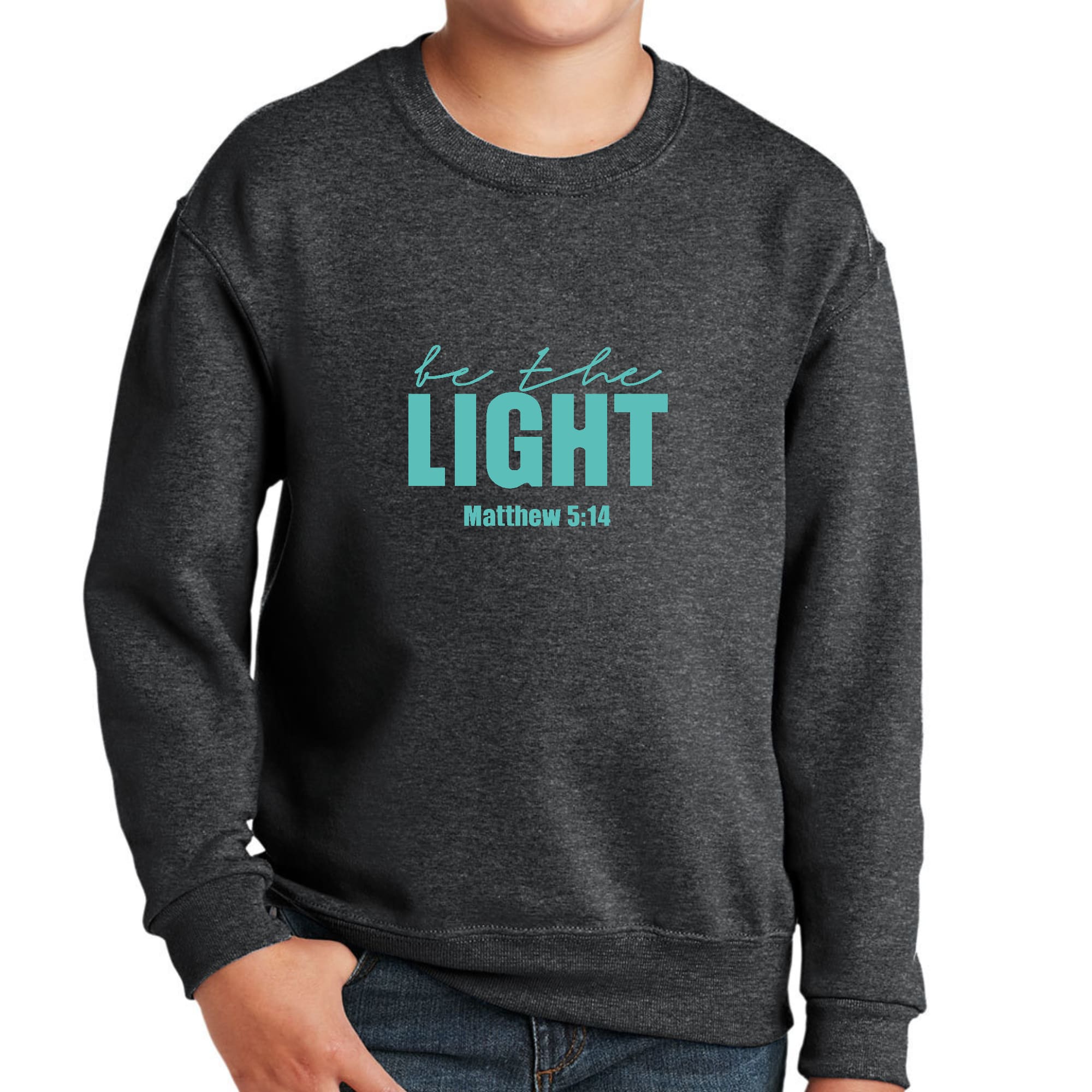 Youth Graphic Sweatshirt, be the Light Print-6