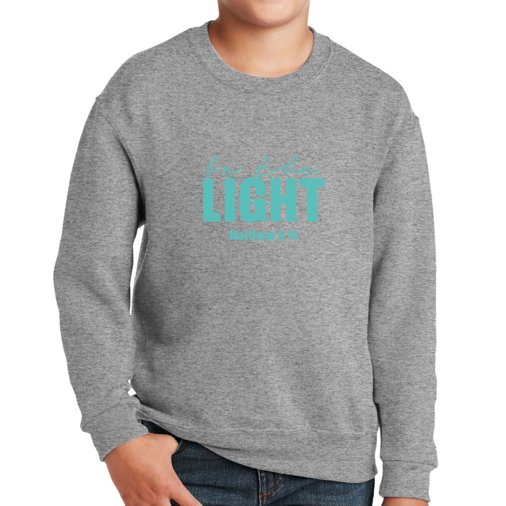 Youth Graphic Sweatshirt, be the Light Print-4