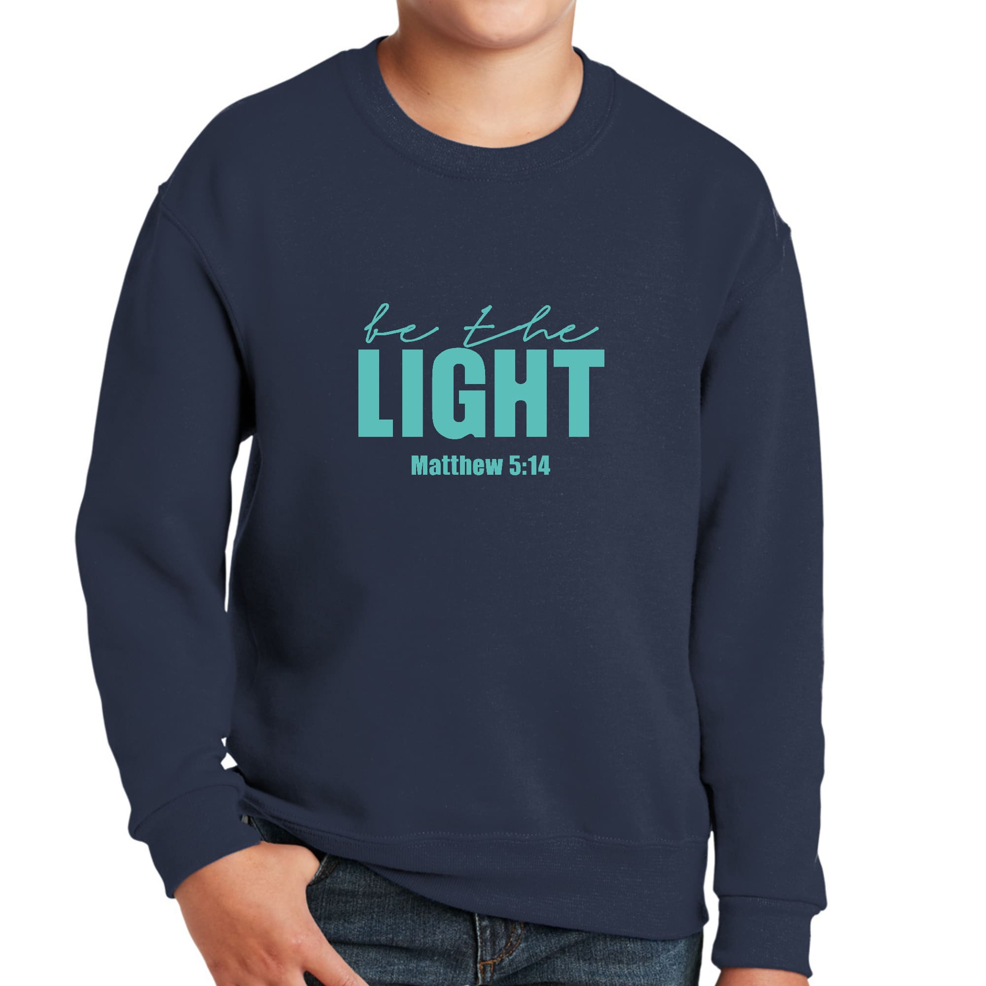 Youth Graphic Sweatshirt, be the Light Print-3