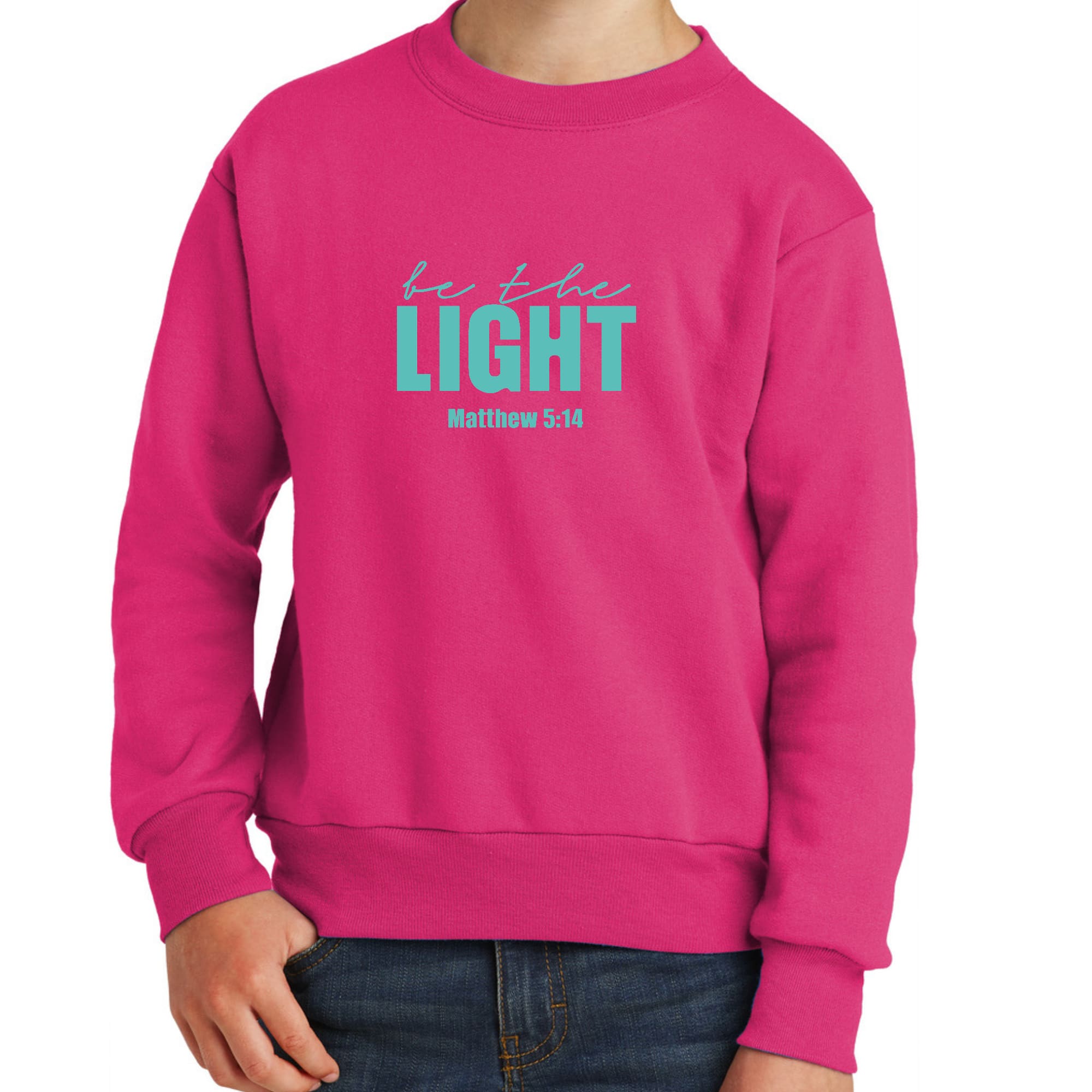 Youth Graphic Sweatshirt, be the Light Print-7