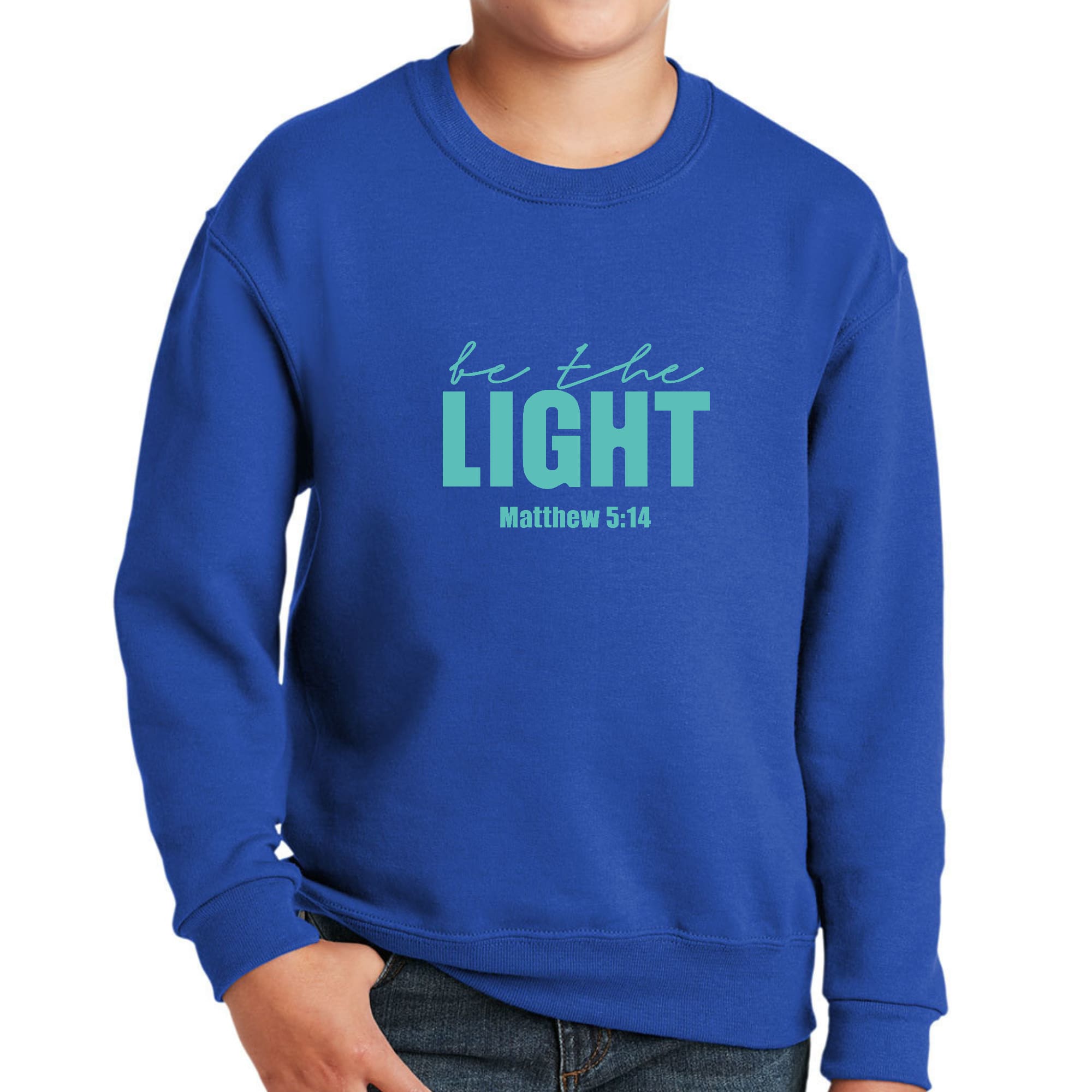 Youth Graphic Sweatshirt, be the Light Print-2