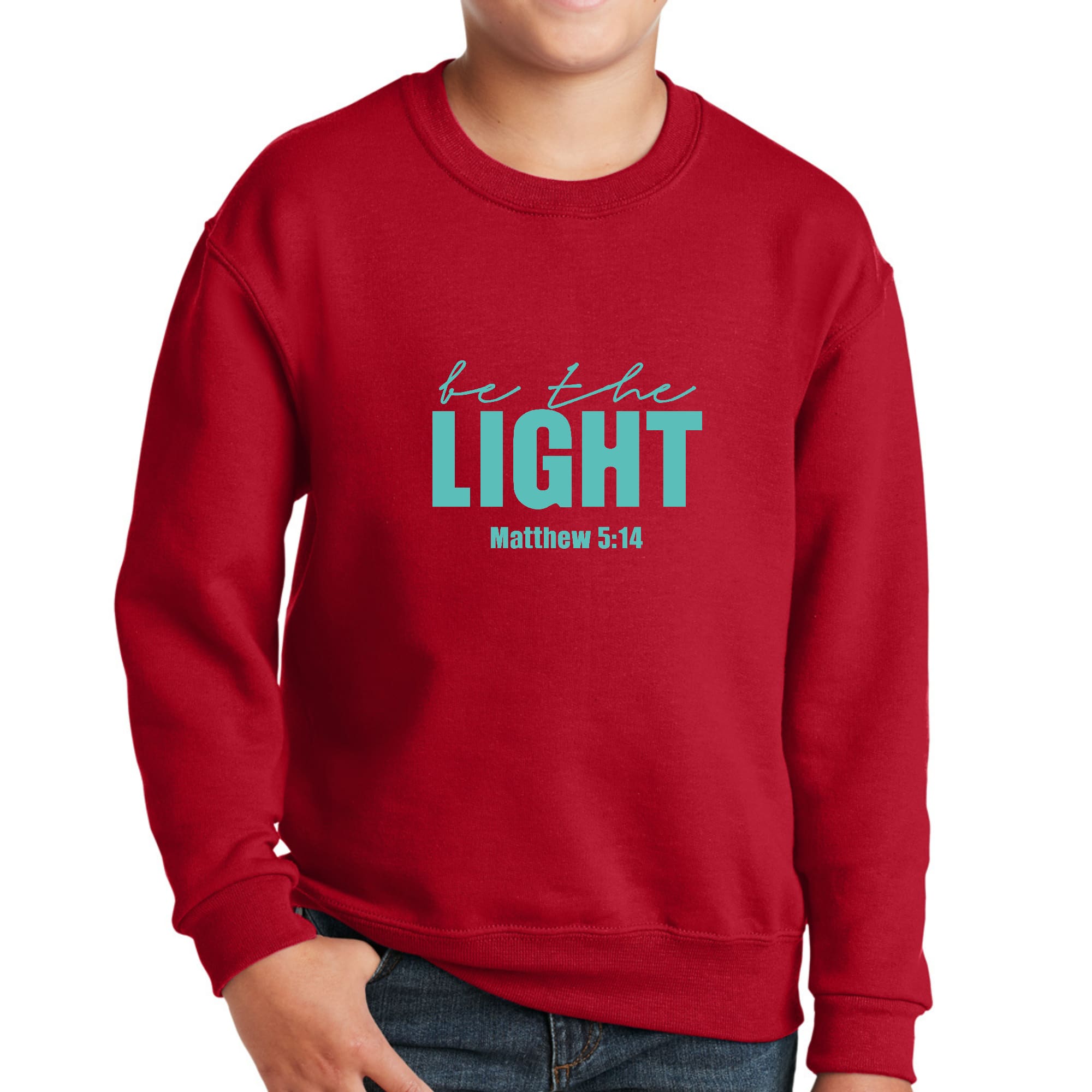 Youth Graphic Sweatshirt, be the Light Print-1