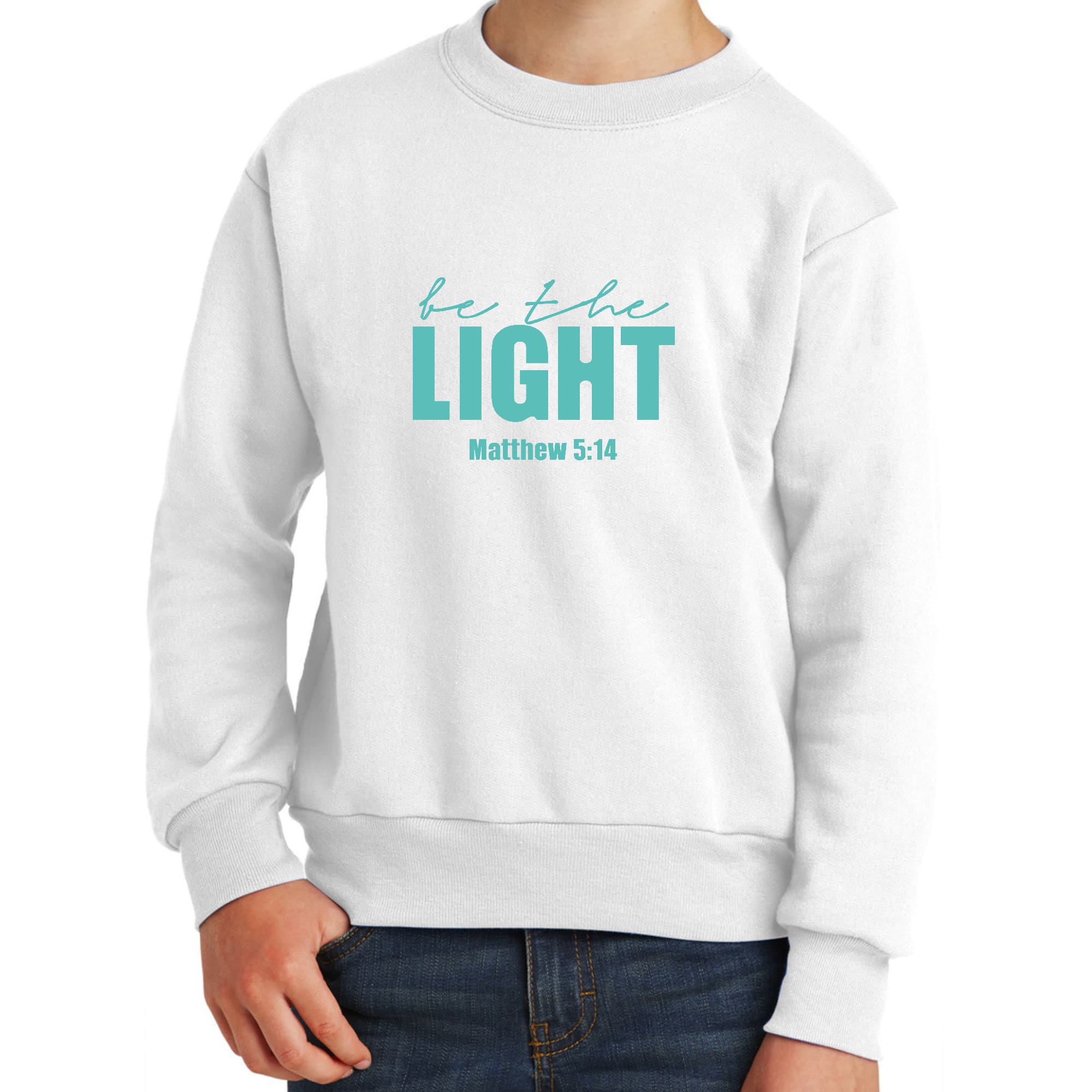 Youth Graphic Sweatshirt, be the Light Print-5