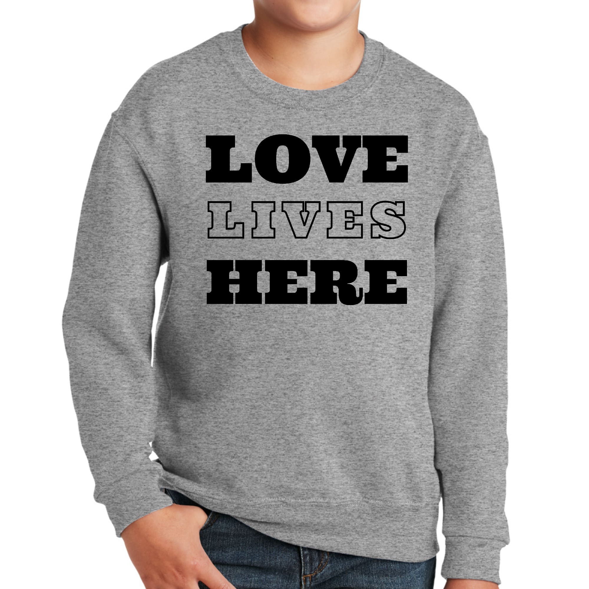 Youth Graphic Sweatshirt Love Lives Here-1