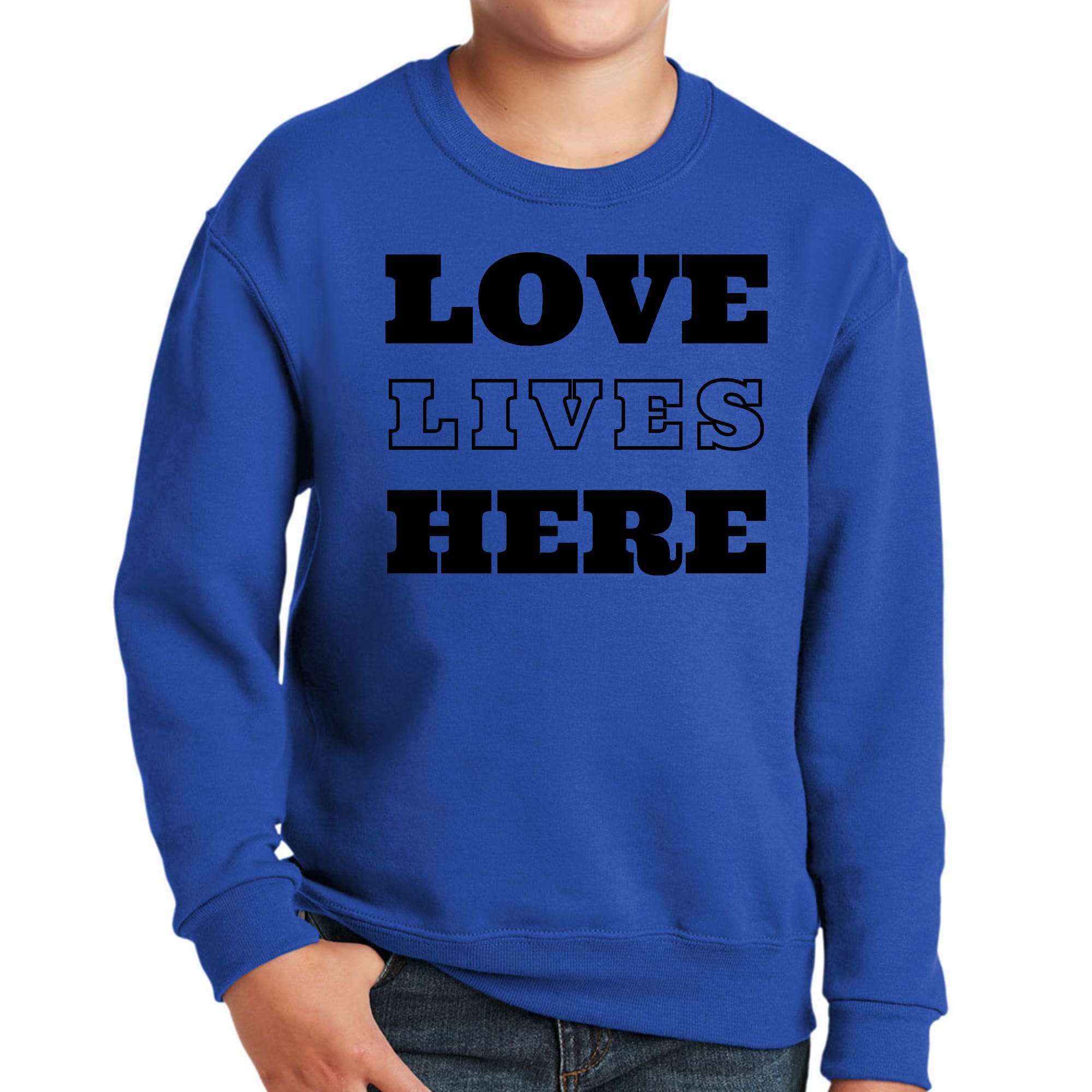 Youth Graphic Sweatshirt Love Lives Here-3