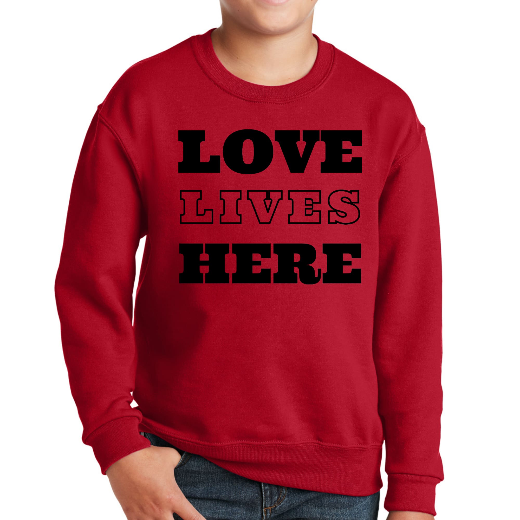 Youth Graphic Sweatshirt Love Lives Here-2