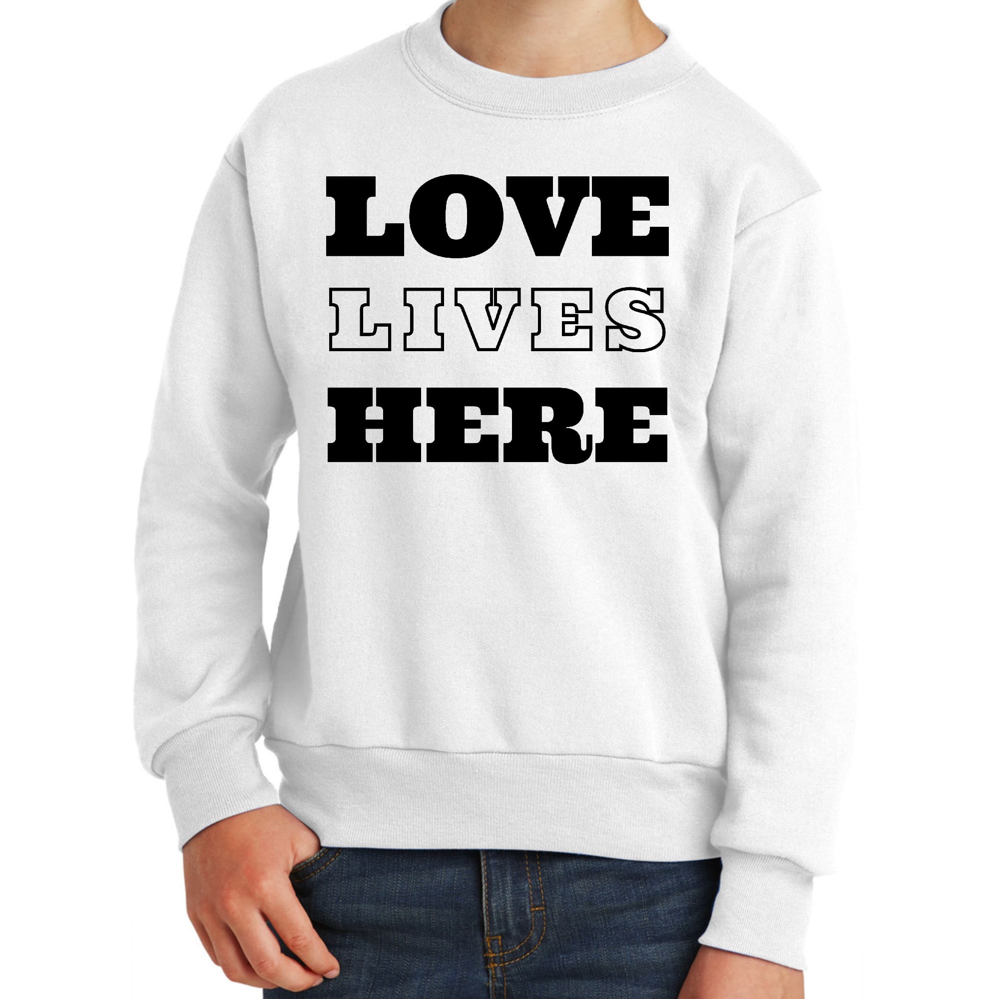 Youth Graphic Sweatshirt Love Lives Here-0