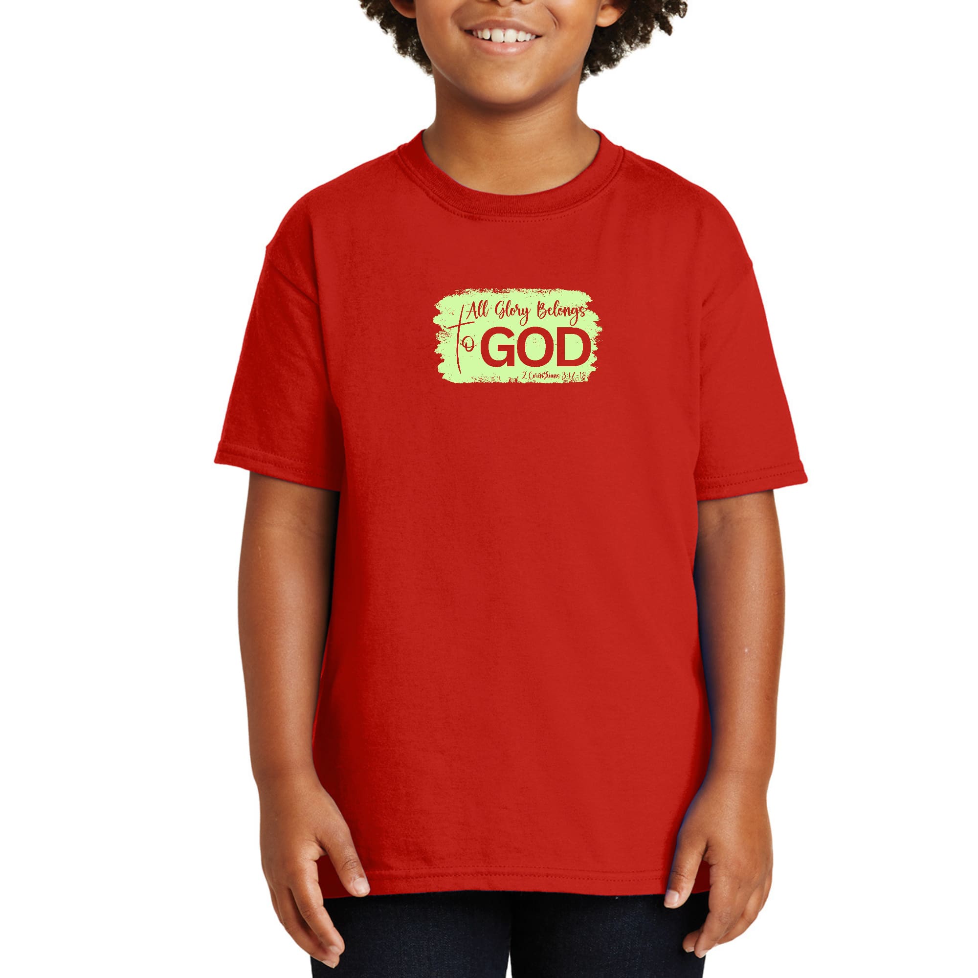 Youth Short Sleeve Graphic T-shirt, All Glory Belongs to God-1