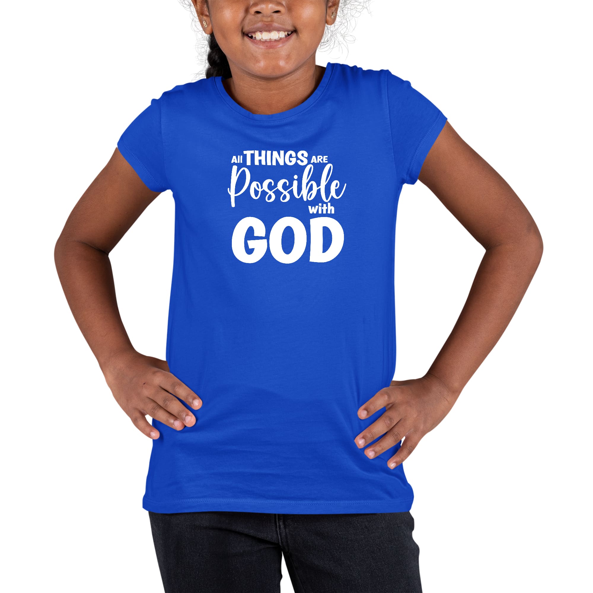 Youth Short Sleeve Graphic T-shirt, All Things Are Possible With God-3