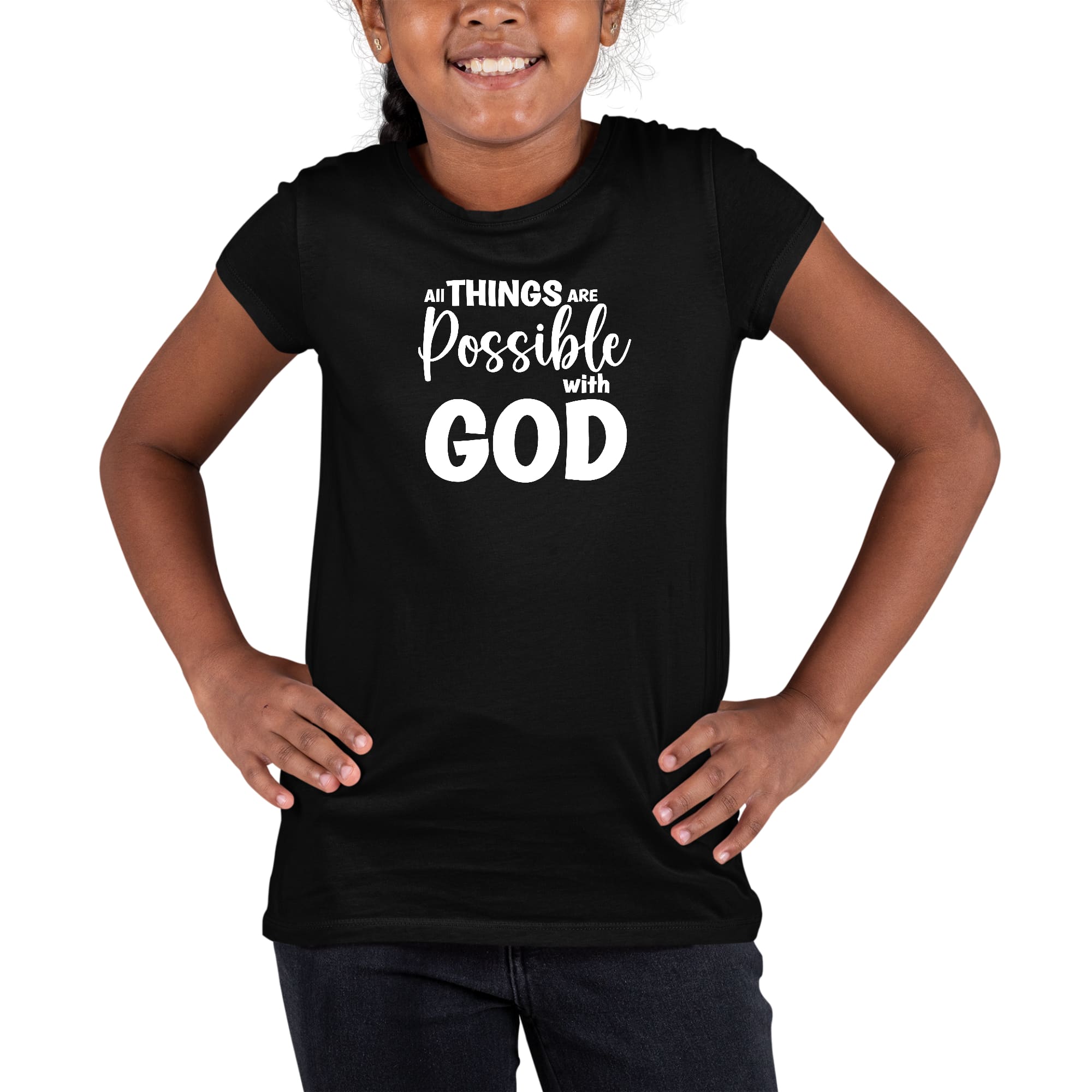 Youth Short Sleeve Graphic T-shirt, All Things Are Possible With God-0