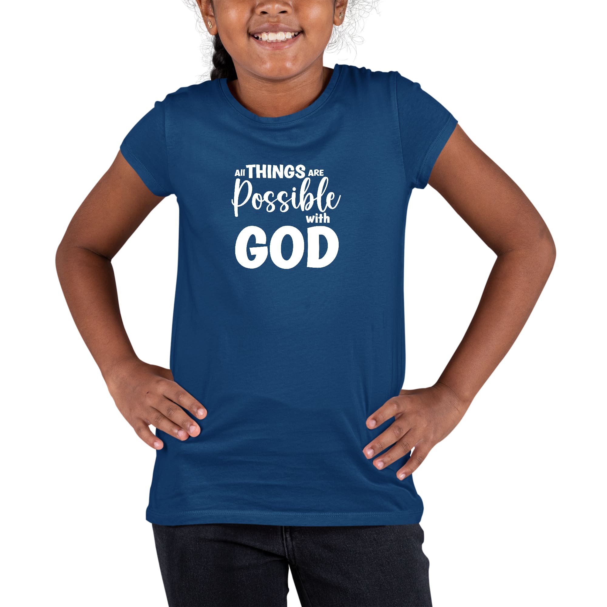 Youth Short Sleeve Graphic T-shirt, All Things Are Possible With God-1