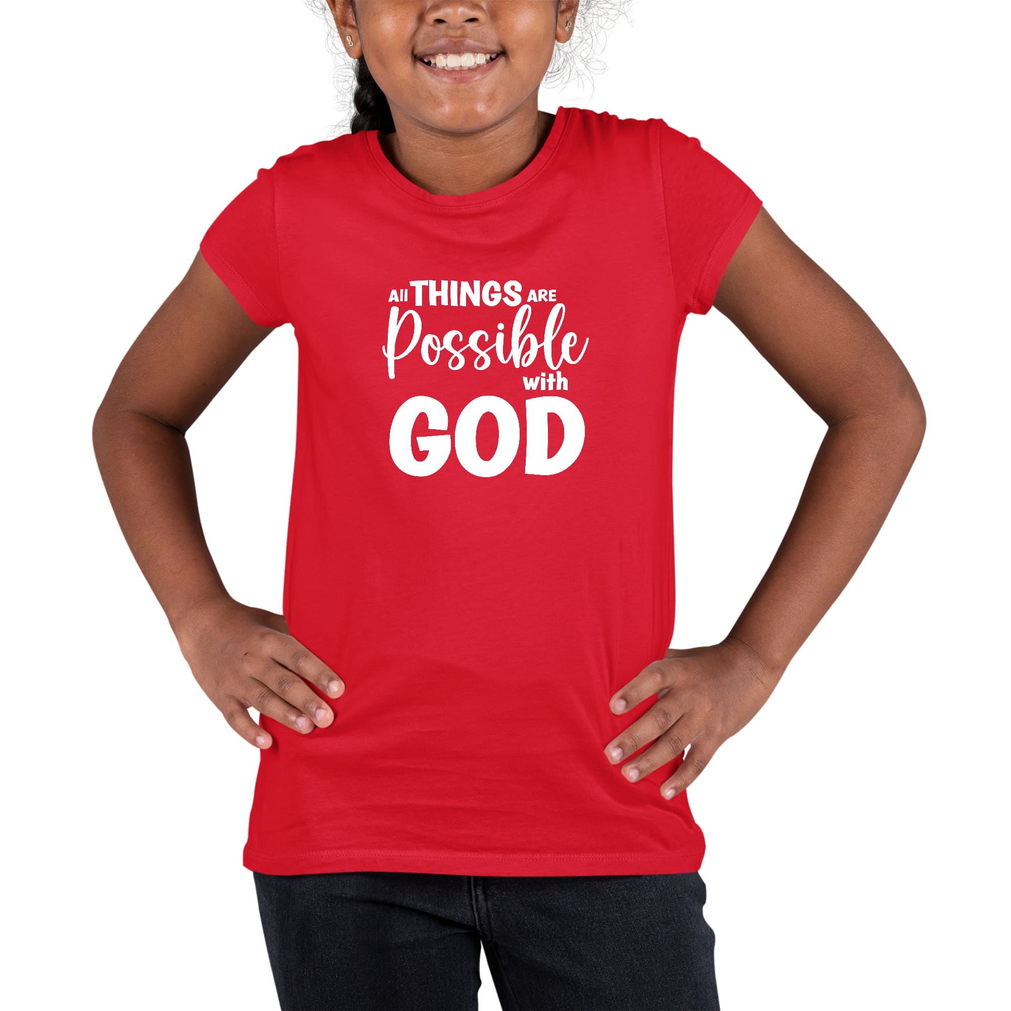 Youth Short Sleeve Graphic T-shirt, All Things Are Possible With God-2