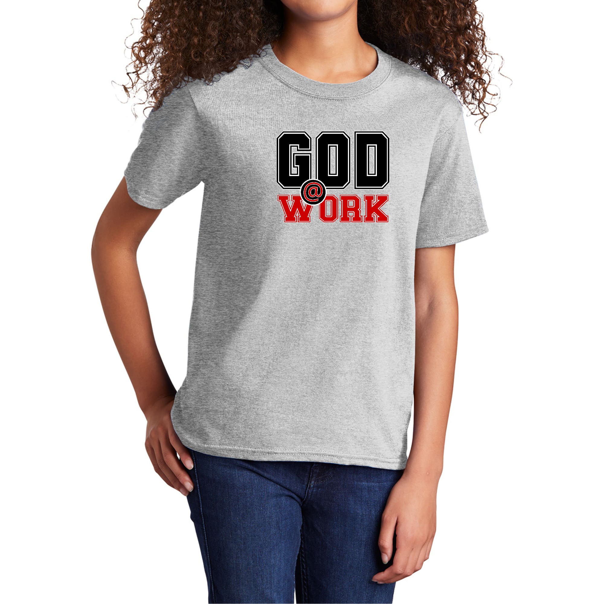 Youth Short Sleeve Graphic T-shirt God @ Work Black and Red Print-6