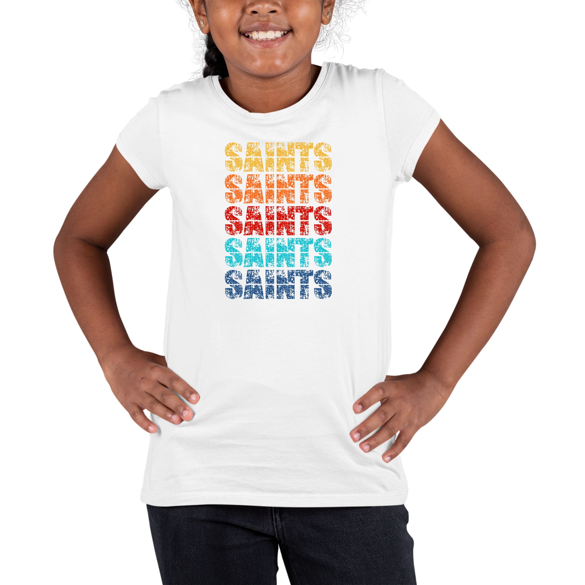 Youth Short Sleeve Graphic T-shirt Saints Colorful Art Illustration-7