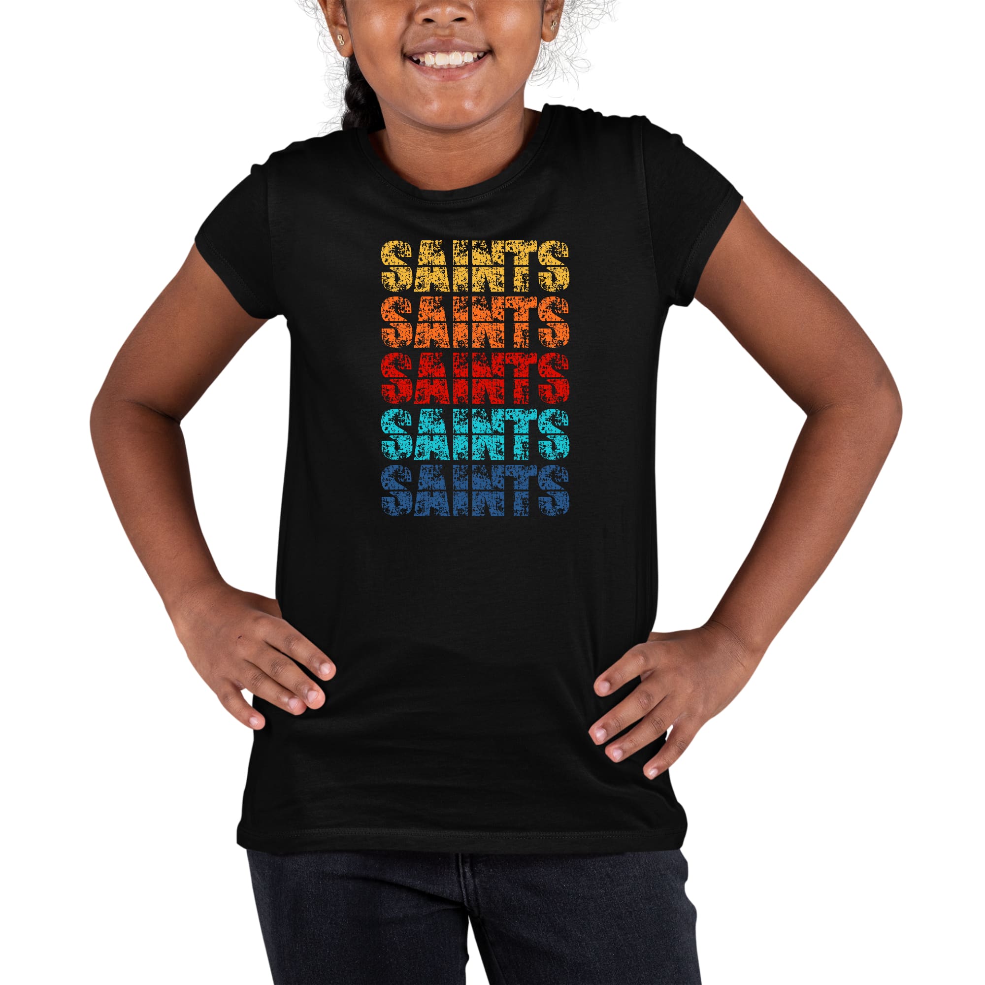 Youth Short Sleeve Graphic T-shirt Saints Colorful Art Illustration-0