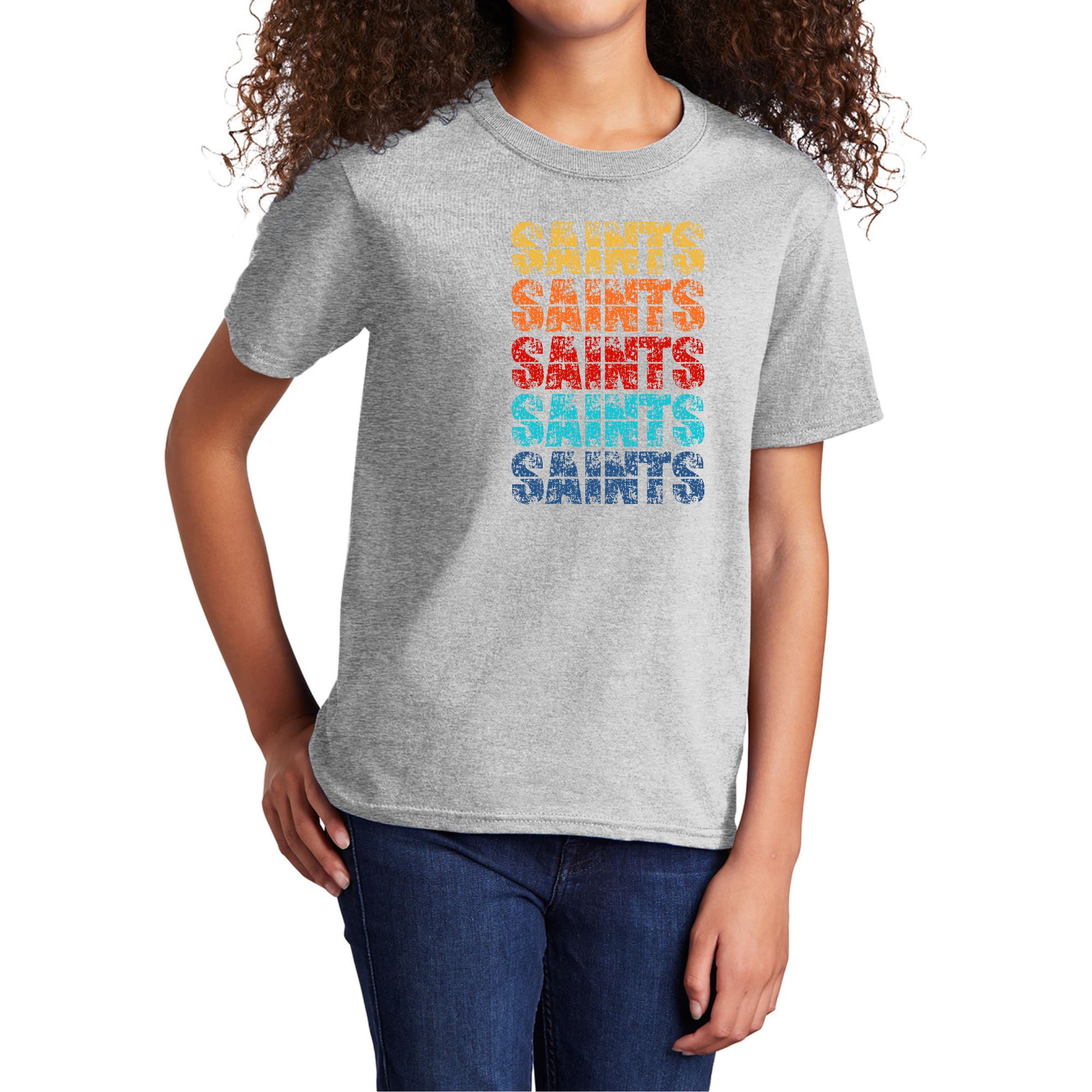 Youth Short Sleeve Graphic T-shirt Saints Colorful Art Illustration-6