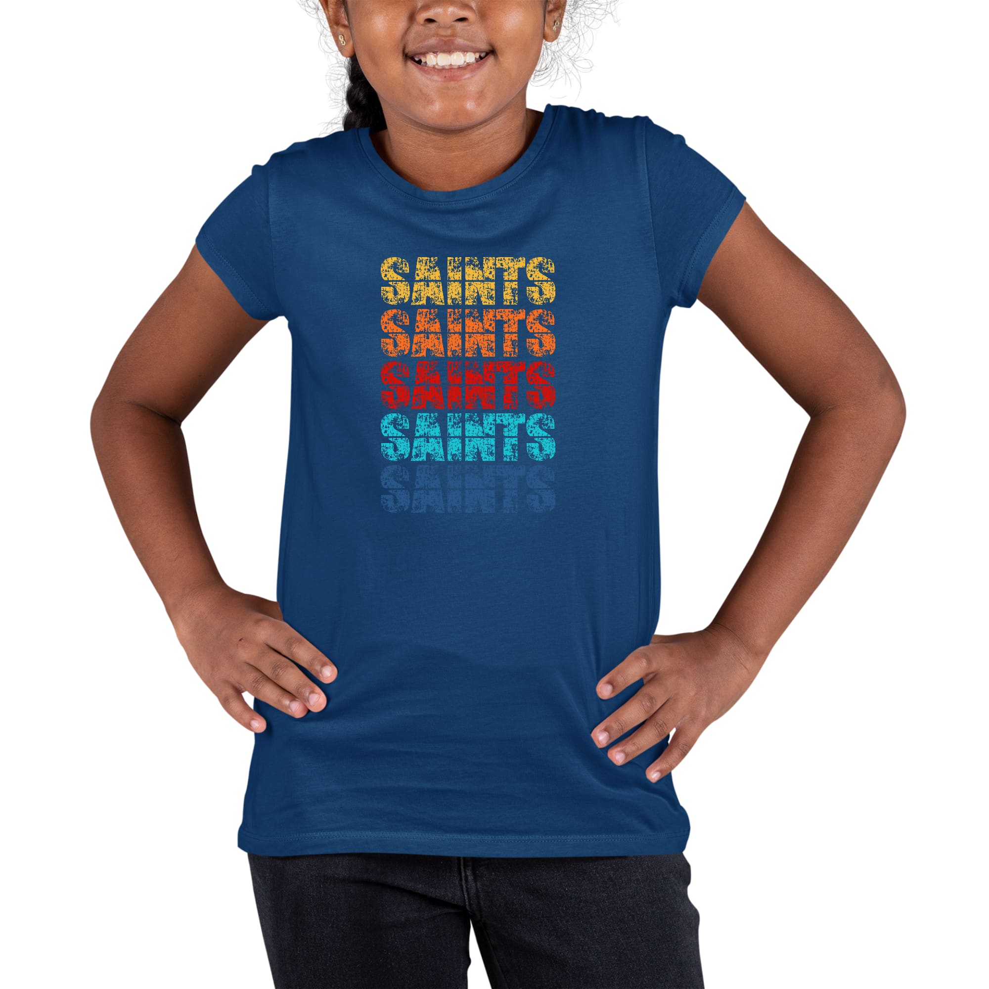 Youth Short Sleeve Graphic T-shirt Saints Colorful Art Illustration-2