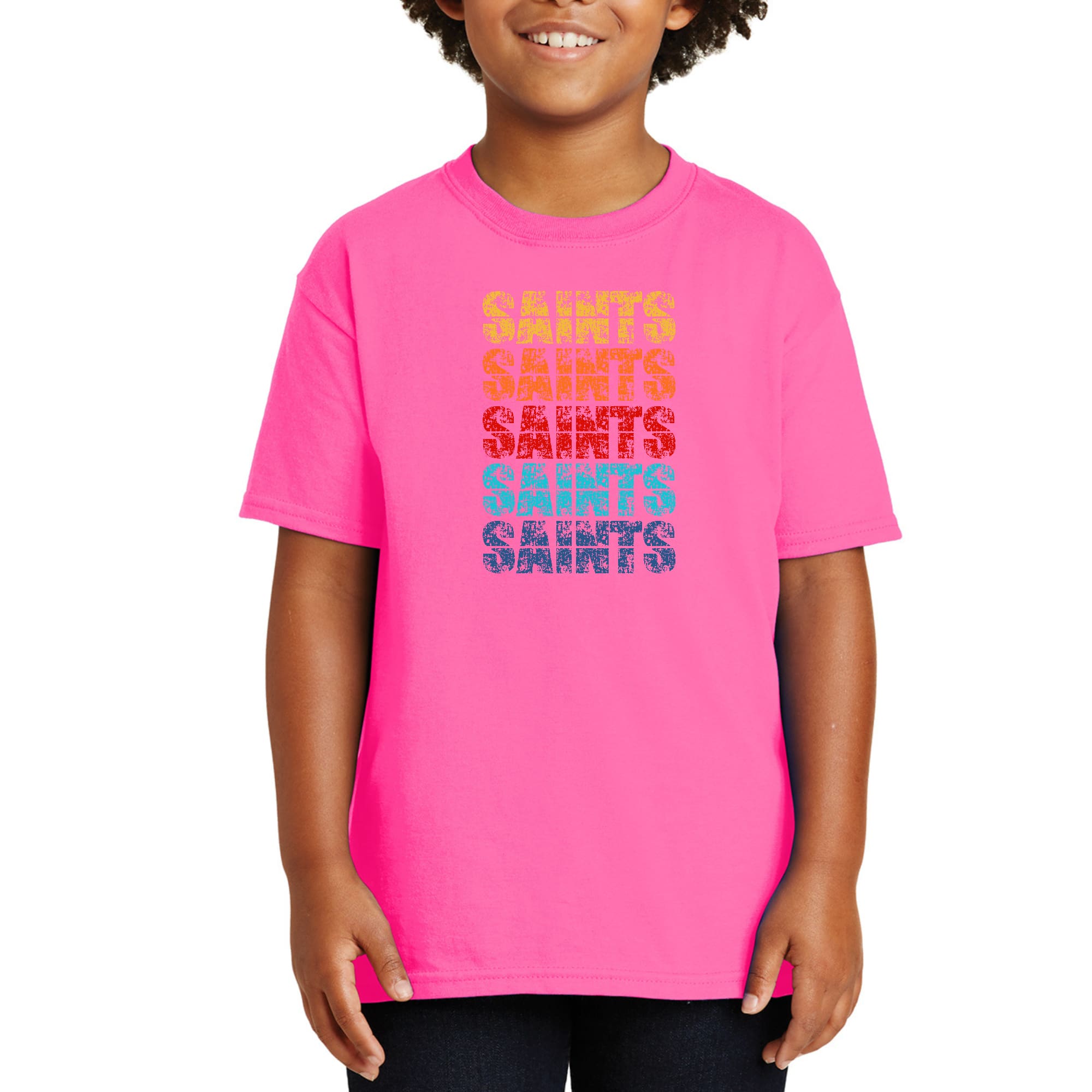 Youth Short Sleeve Graphic T-shirt, Saints Colorful Art Illustration-6