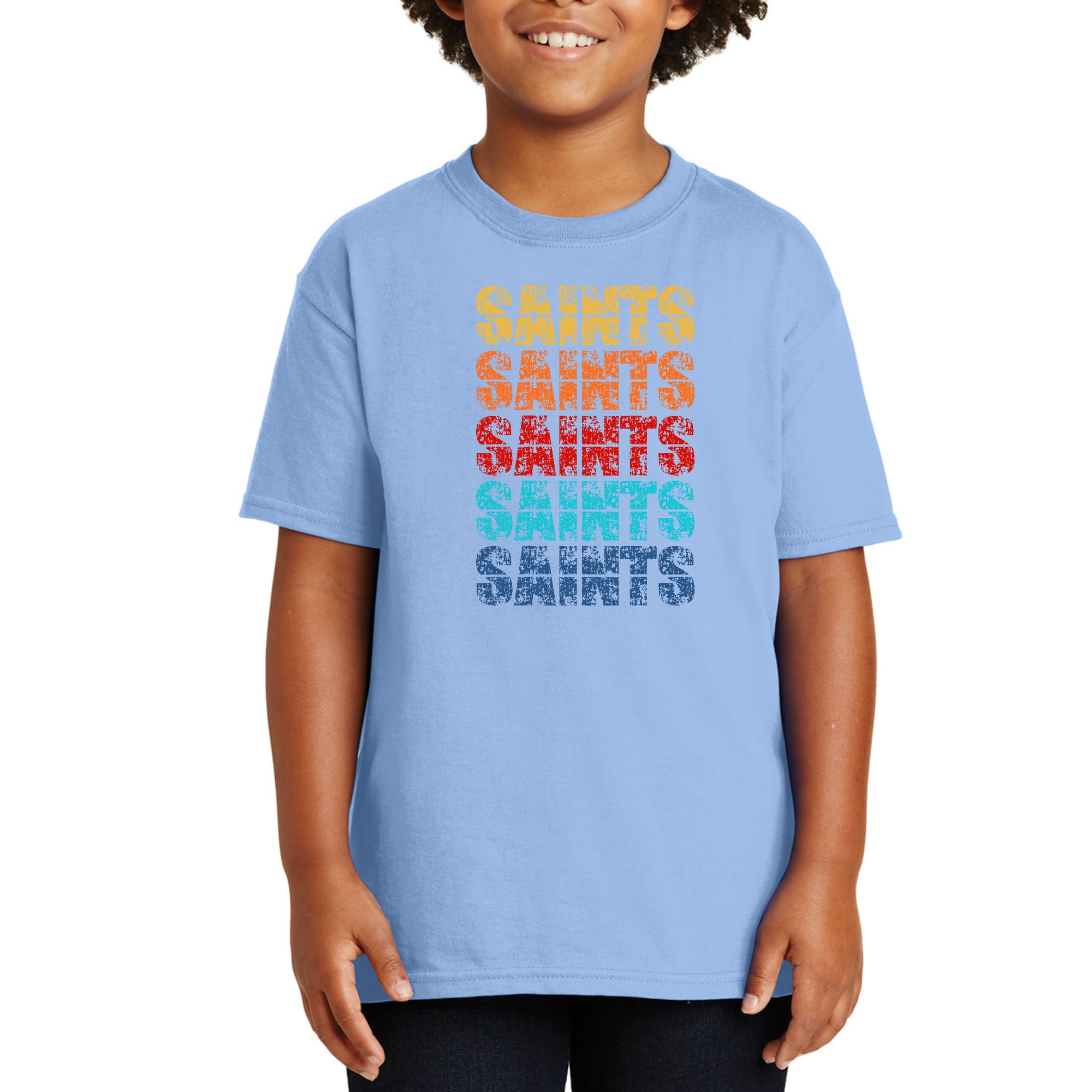 Youth Short Sleeve Graphic T-shirt, Saints Colorful Art Illustration-7