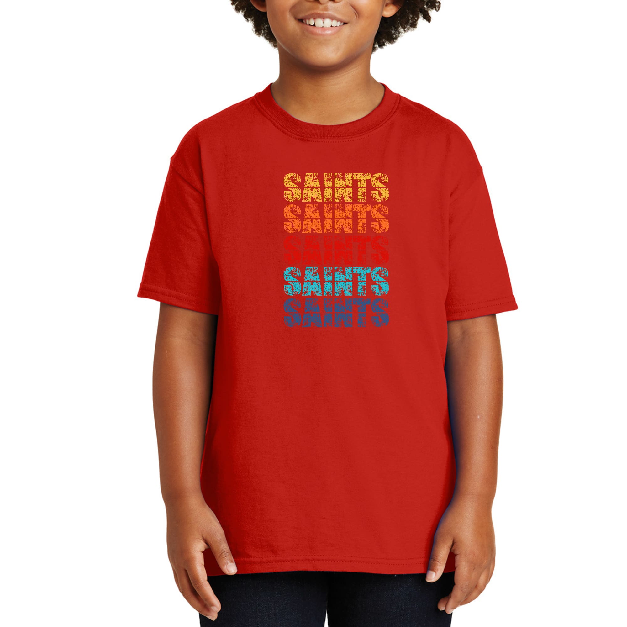 Youth Short Sleeve Graphic T-shirt, Saints Colorful Art Illustration-1