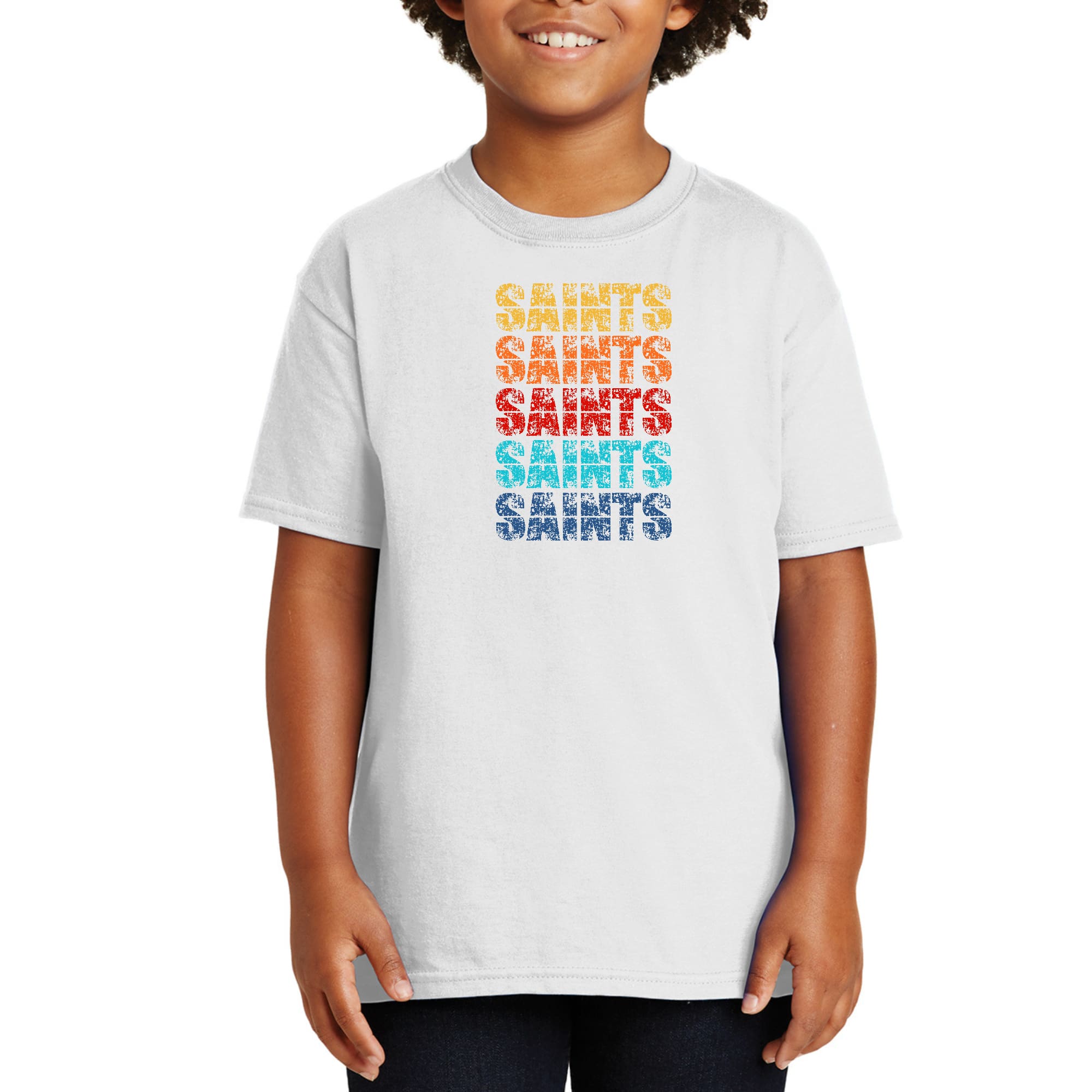 Youth Short Sleeve Graphic T-shirt, Saints Colorful Art Illustration-4