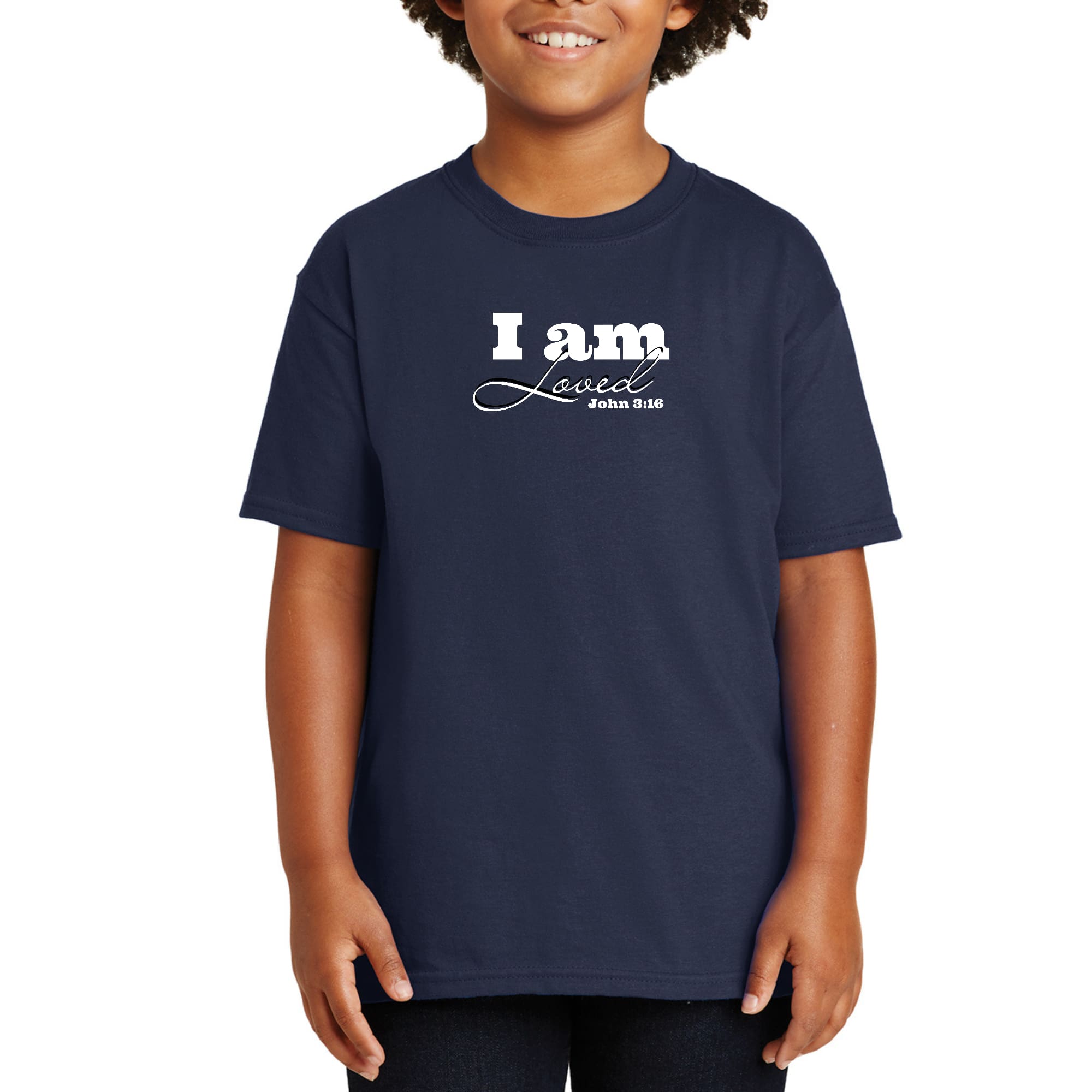 Youth Short Sleeve T-shirt i am Loved - John 3:16 Illustration-2