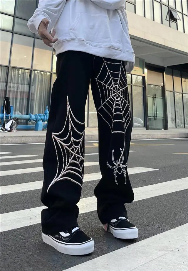 Spider Print Baggy Harem Pants - Men's Hip Hop Casual Trousers, Summer 2024 Y2K Fashion