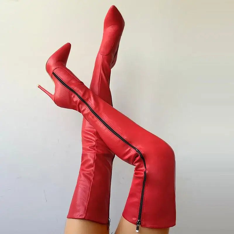 Zipper High Heels Over The Knee Boots-9