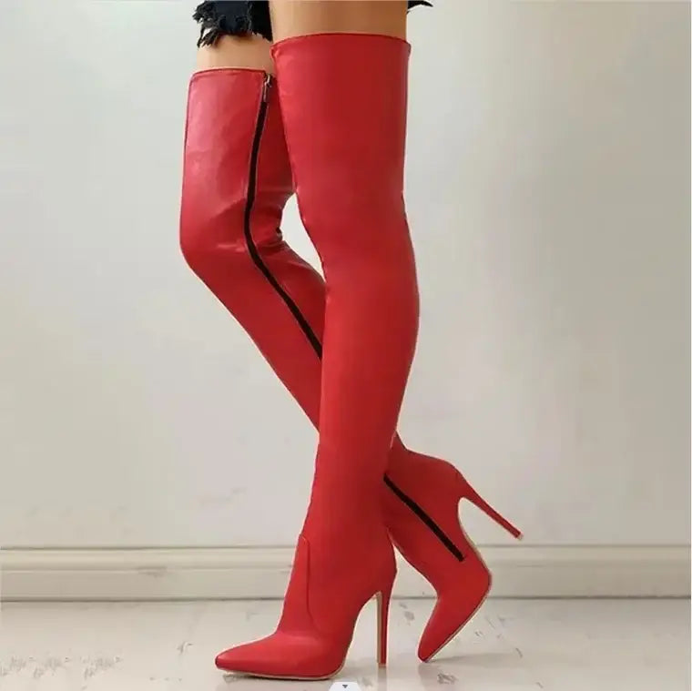 Zipper High Heels Over The Knee Boots-2