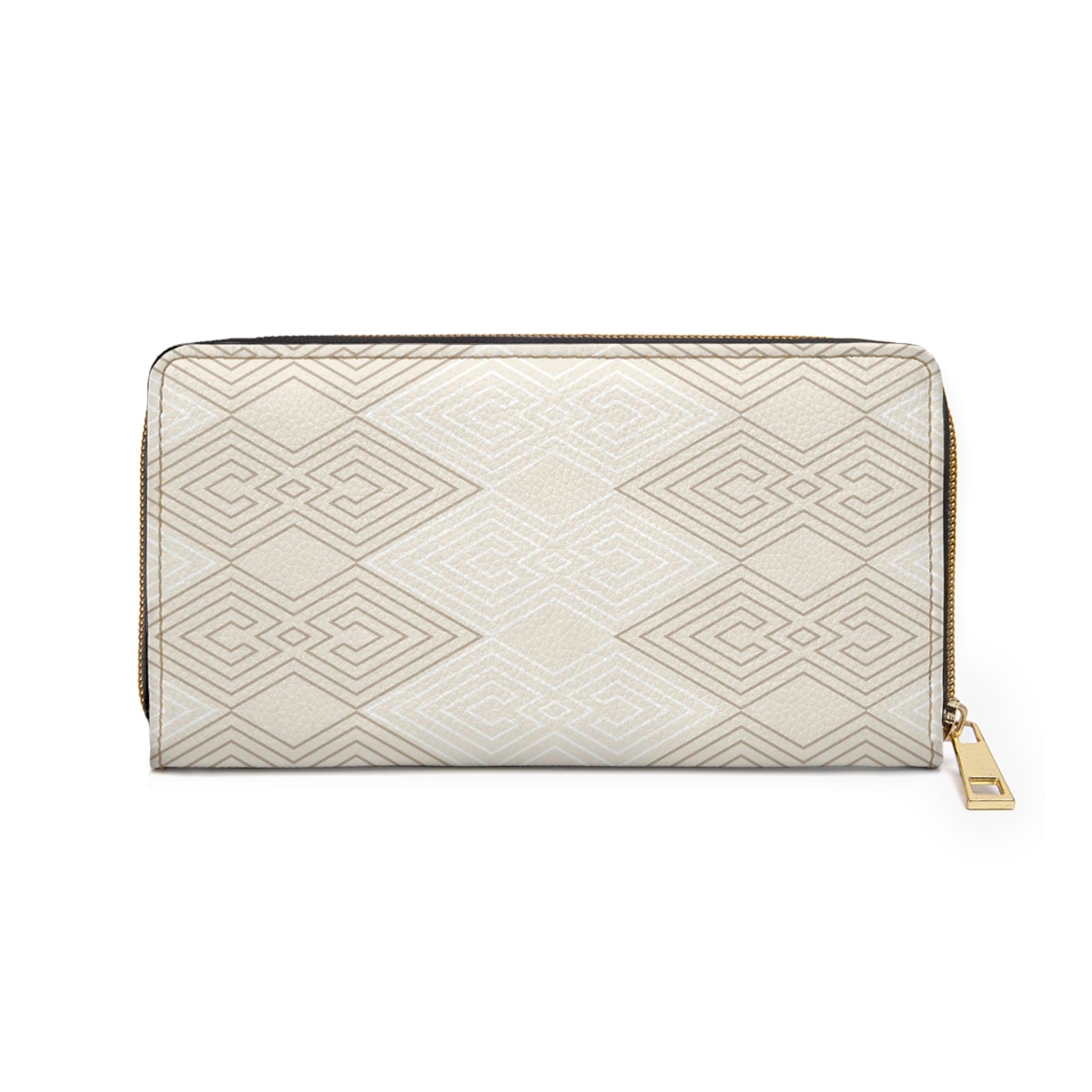 Zipper Wallet, Beige And White Tribal Geometric Aztec Print-1